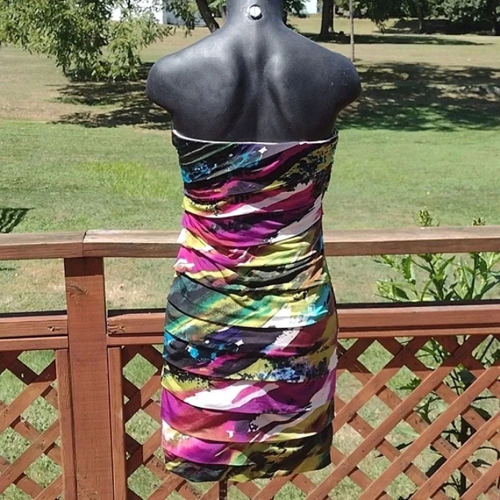 Speechless Jewel Tones Strapless Tiered Bodycon Dress Size Medium